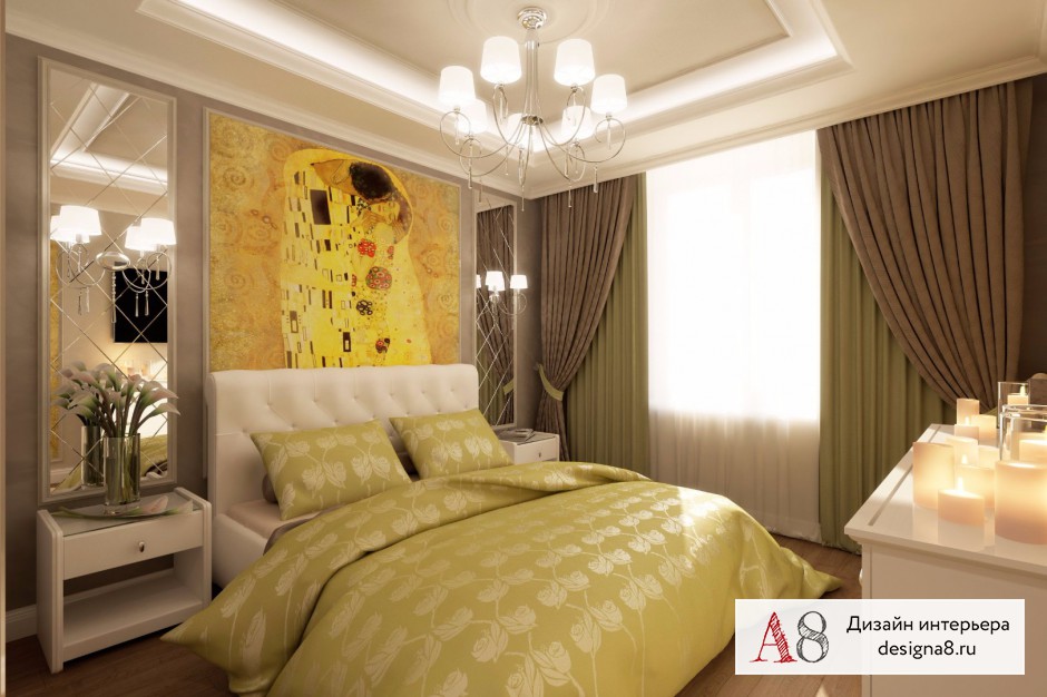 Дизайн интерьера спальни в трёхкомнатной квартире на Бухарестской – 04