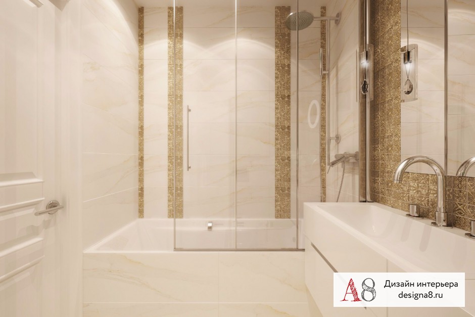 Дизайн интерьера ванной в трёхкомнатной квартире на Бухарестской – 04