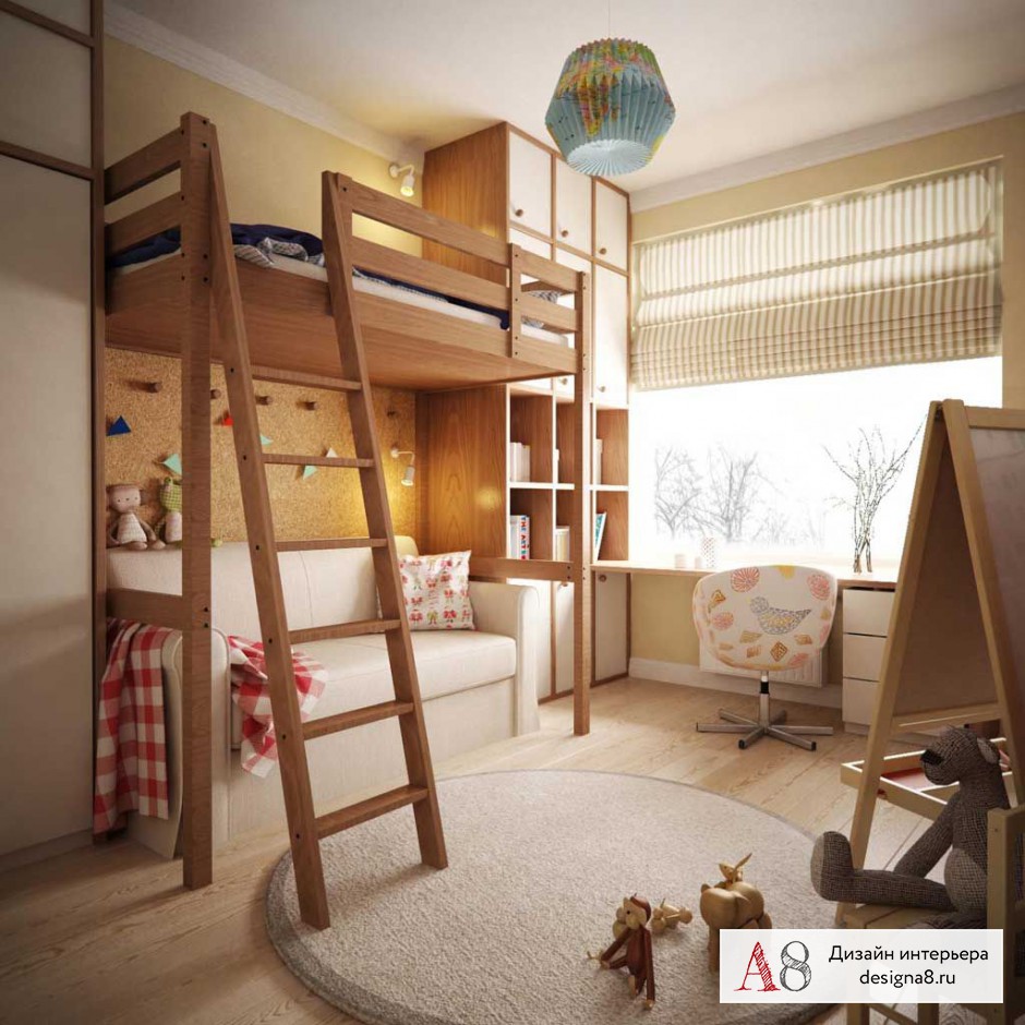 Дизайн интерьера детской в двухкомнатной квартире на пр. Юрия Гагарина – 01