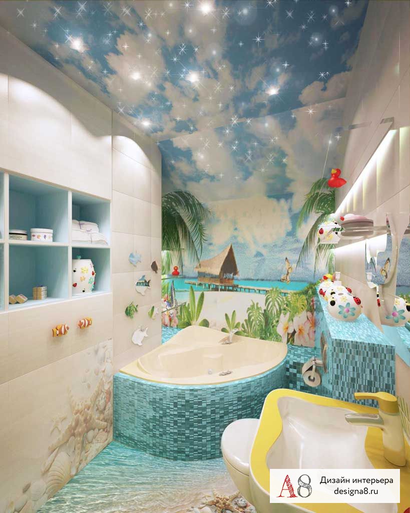Дизайн интерьера ванной для детей жилого дома в Зеленогорске – 01