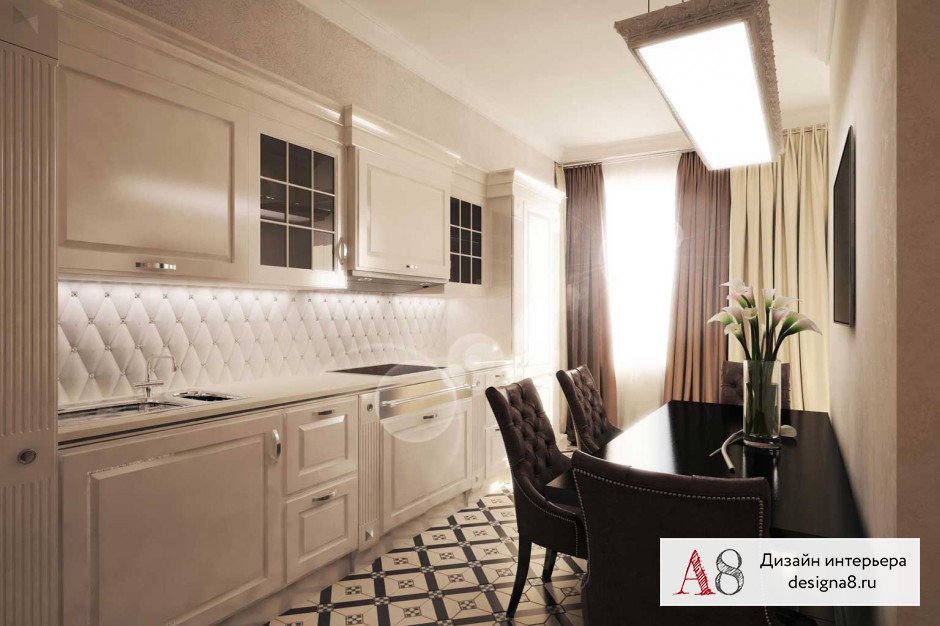 Дизайн интерьера кухни в трёхкомнатной квартире в Красносельском районе – 01
