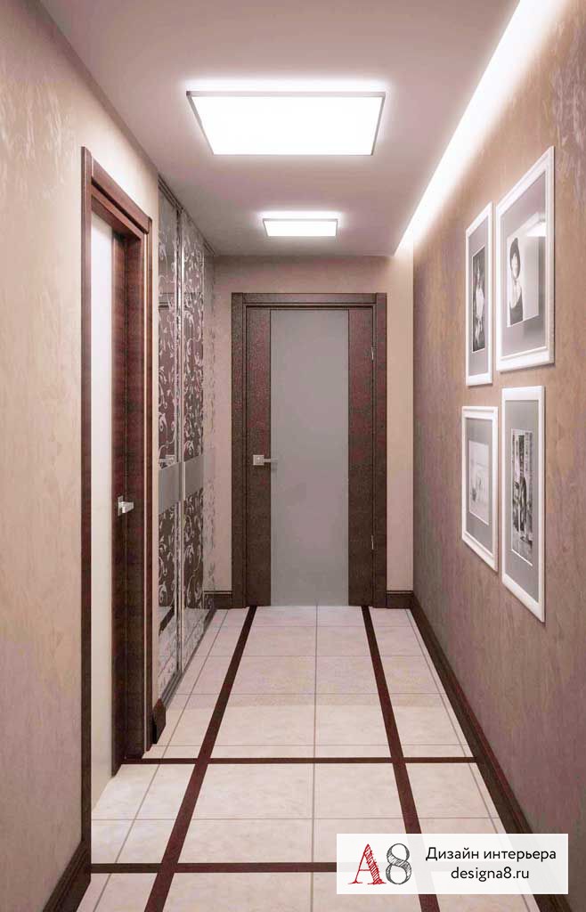 Дизайн интерьера прихожей в трёхкомнатной квартире на проспекте Луначарского - 01