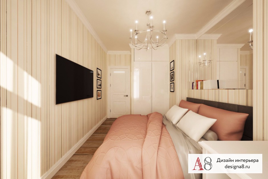 Дизайн интерьера спальни в трёхкомнатной квартире на улице Мира – 05