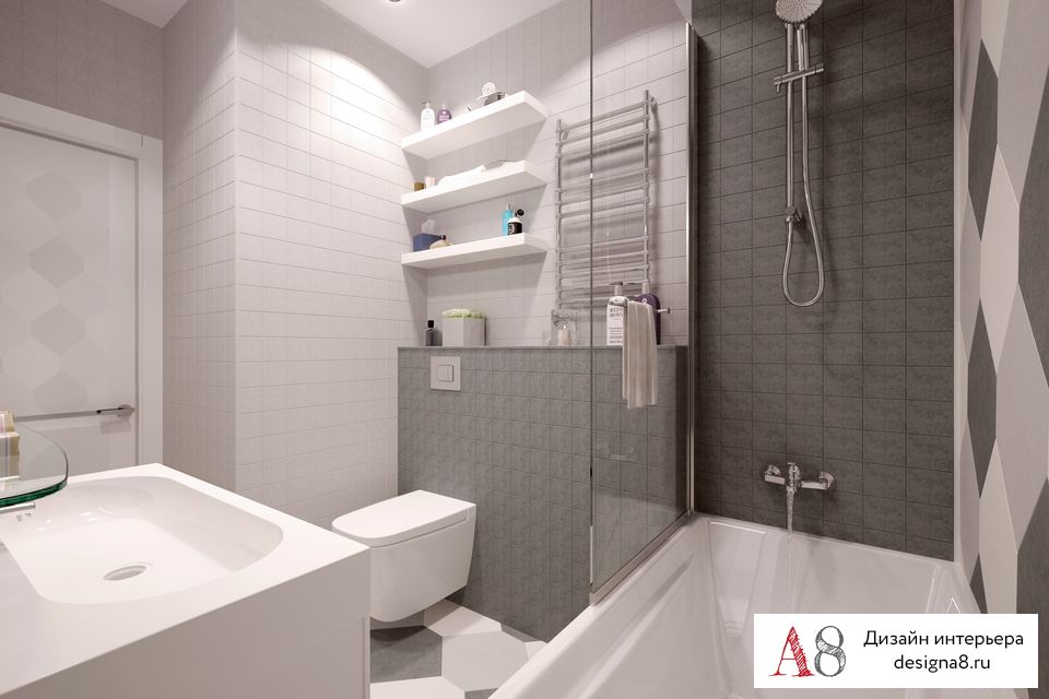 Дизайн ванной комнаты с душем без кабины