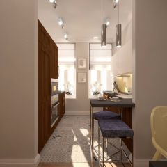 Дизайн интерьера кухни в трёхкомнатной квартире на улице Мира – 01