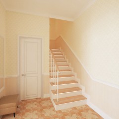 Дизайн интерьера лестницы и холла второго этажа – 01