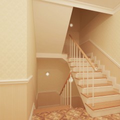 Дизайн интерьера лестницы и холла второго этажа – 04