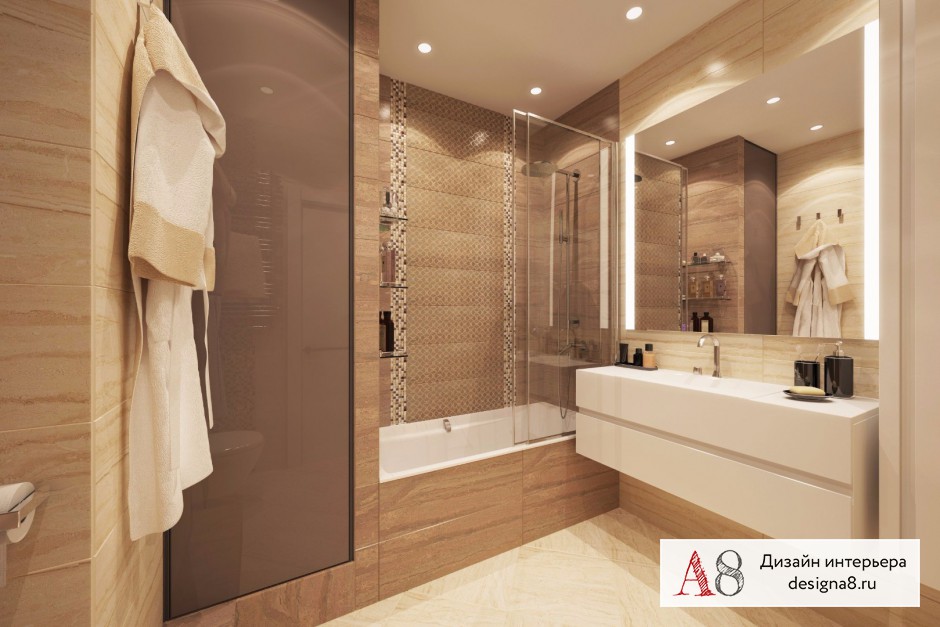 Дизайн интерьера ванной в трёхкомнатной квартире в ЖК «Жемчужный Фрегат» – 01