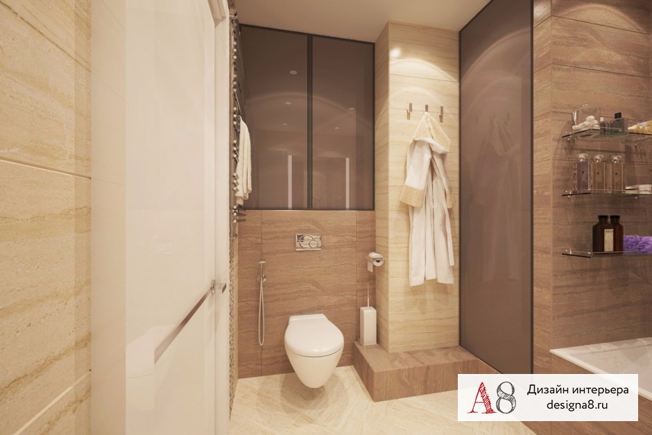 Дизайн интерьера ванной в трёхкомнатной квартире в ЖК «Жемчужный Фрегат» – 03