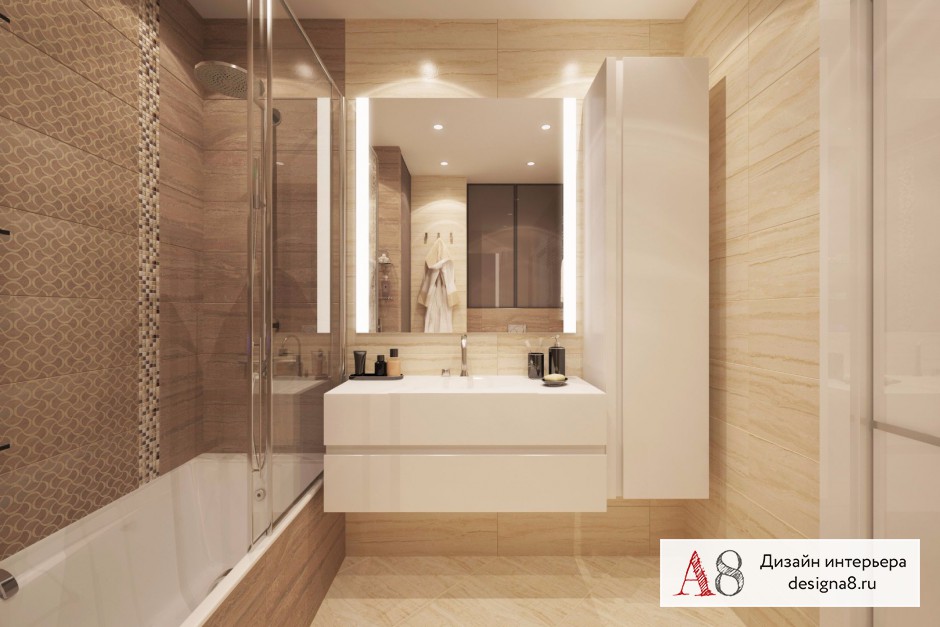 Дизайн интерьера ванной в трёхкомнатной квартире в ЖК «Жемчужный Фрегат» – 04
