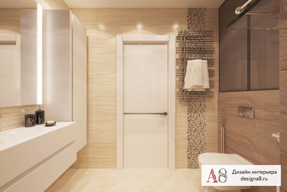 Дизайн интерьера ванной в трёхкомнатной квартире в ЖК «Жемчужный Фрегат» – 06