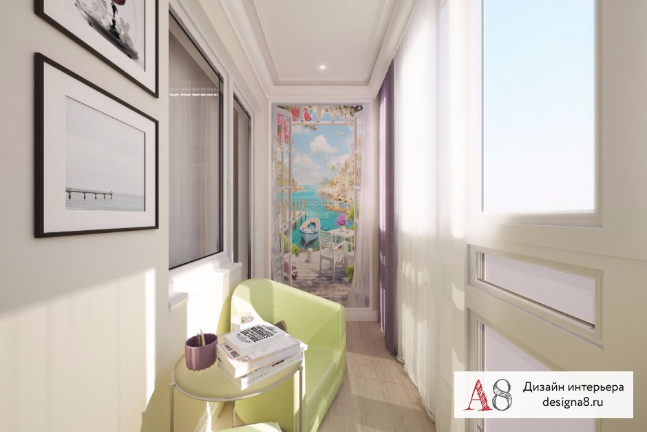 Дизайн интерьера лоджии в однокомнатной квартире 40 кв.м – 01