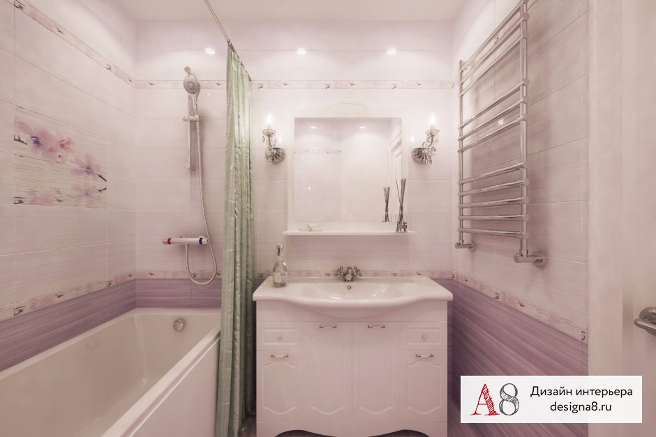 Дизайн интерьера ванной в однокомнатной квартире 40 кв.м – 01