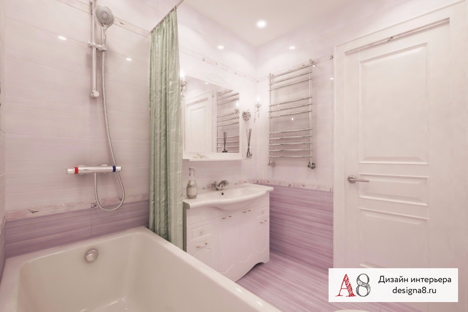 Дизайн интерьера ванной в однокомнатной квартире 40 кв.м – 02