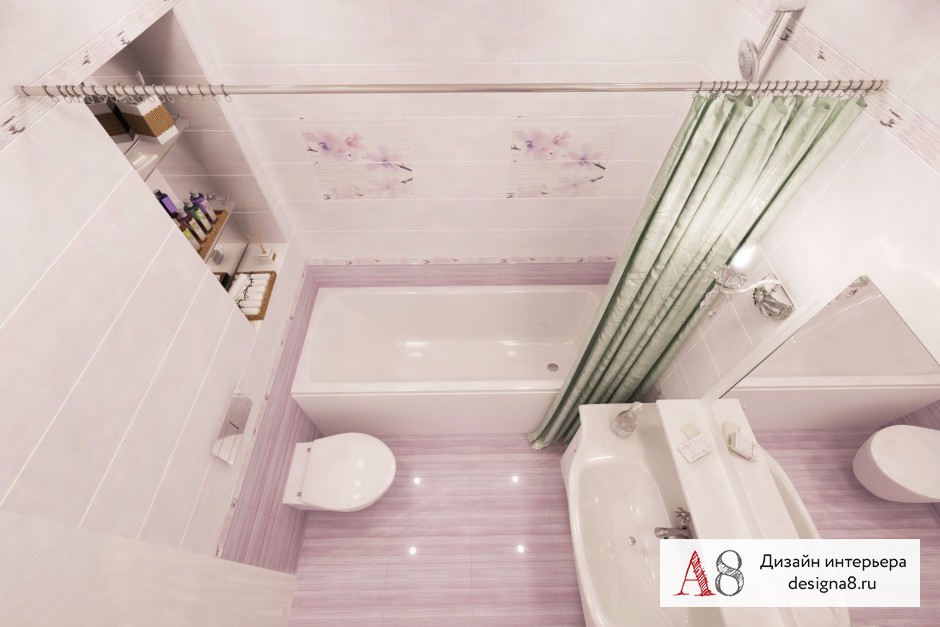 Дизайн интерьера ванной в однокомнатной квартире 40 кв.м – 03