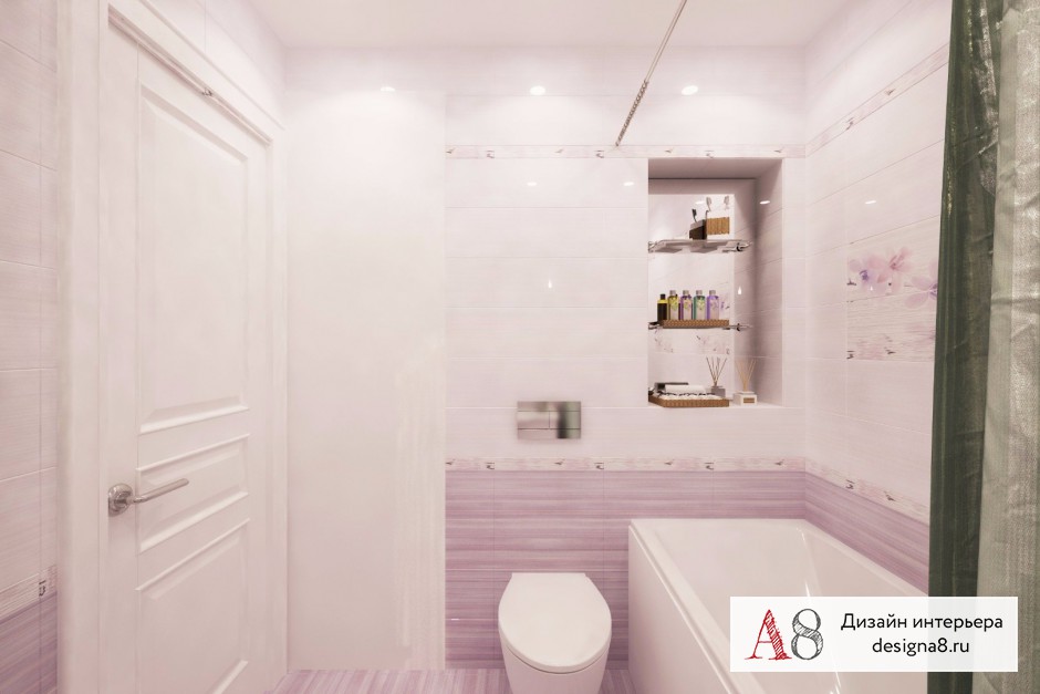 Дизайн интерьера ванной в однокомнатной квартире 40 кв.м – 04