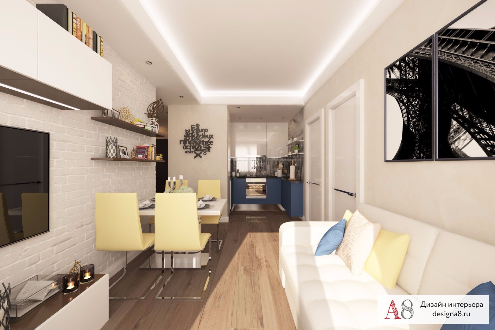 Дизайн-проект интерьера трехкомнатной квартиры за 60 дней