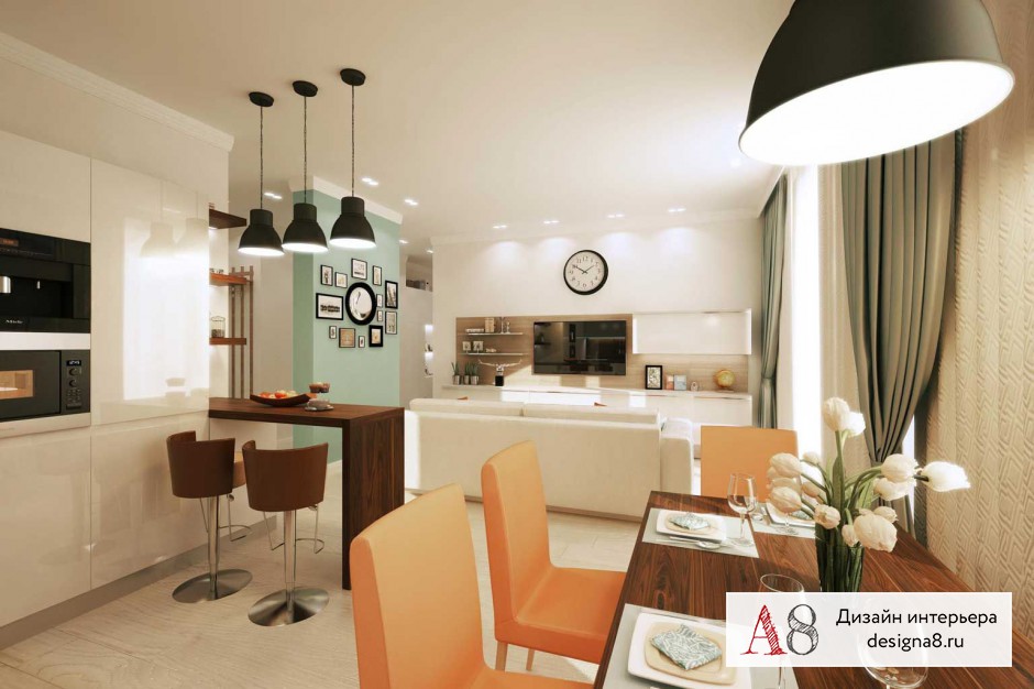 Дизайн интерьера гостиной в двухкомнатной квартире на пр. Юрия Гагарина – 01