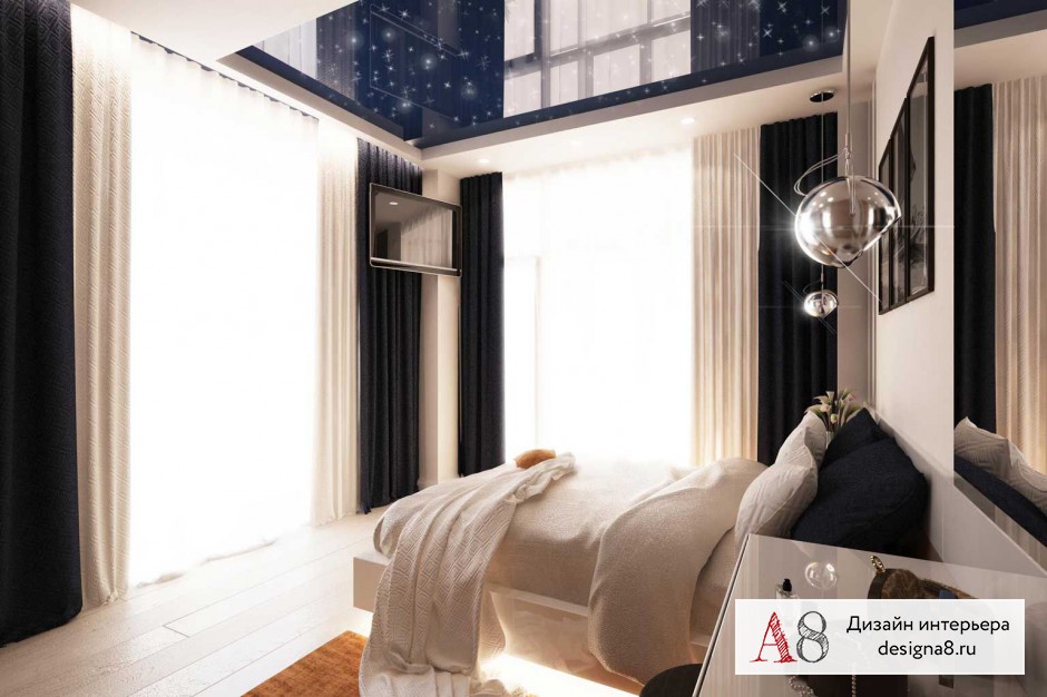 Дизайн интерьера спальни в двухкомнатной квартире на пр. Юрия Гагарина – 01