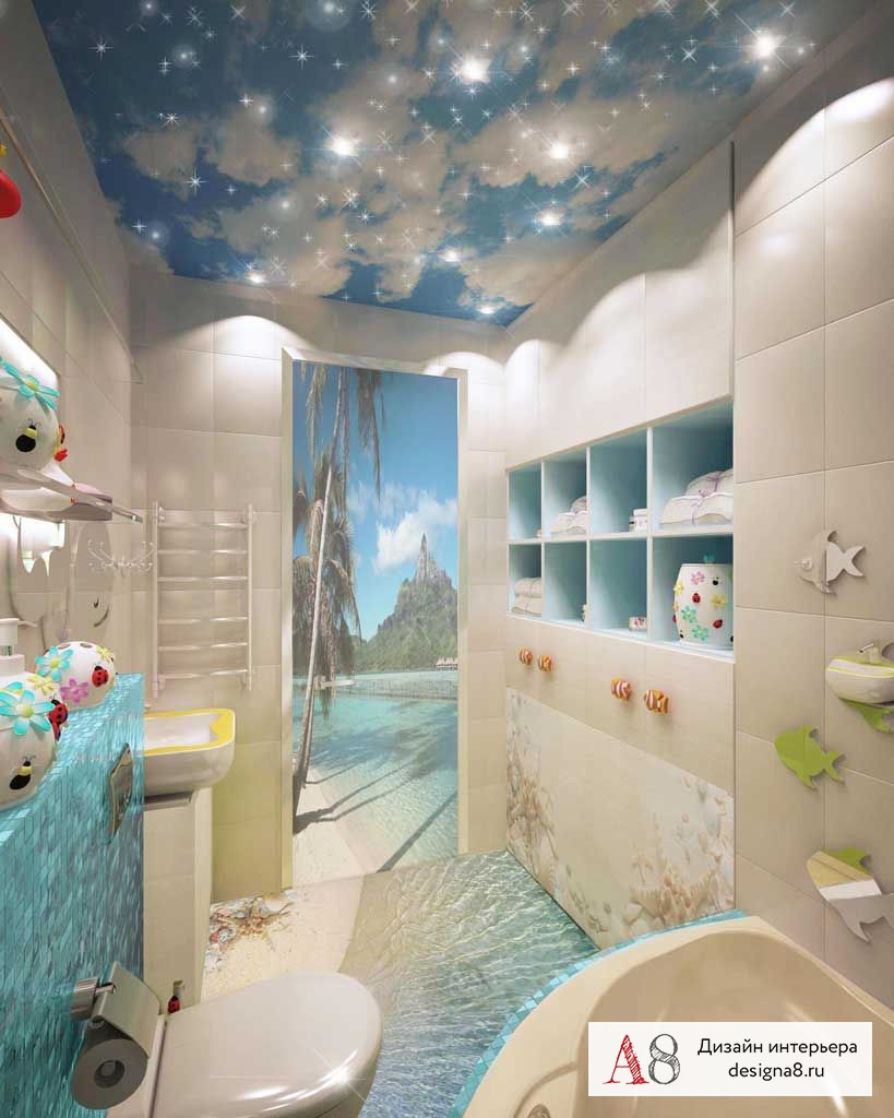 Дизайн интерьера ванной для детей жилого дома в Зеленогорске – 02