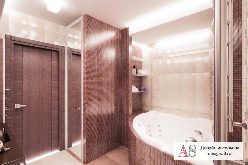 Дизайн интерьера ванной в трёхкомнатной квартире на проспекте Луначарского - 02