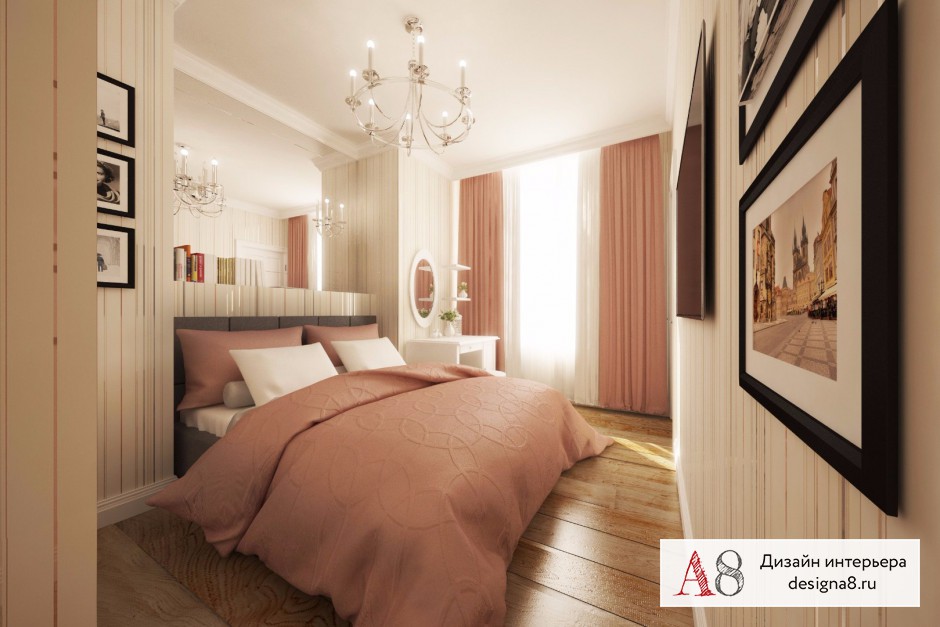 Дизайн интерьера спальни в трёхкомнатной квартире на улице Мира – 04