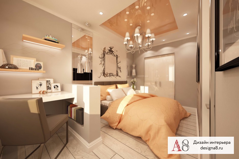 Дизайн интерьера спальни в двухкомнатной квартире на улице Шаумяна (вариант 1) – 01