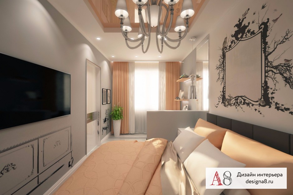 Дизайн интерьера спальни в двухкомнатной квартире на улице Шаумяна (вариант 1) – 02