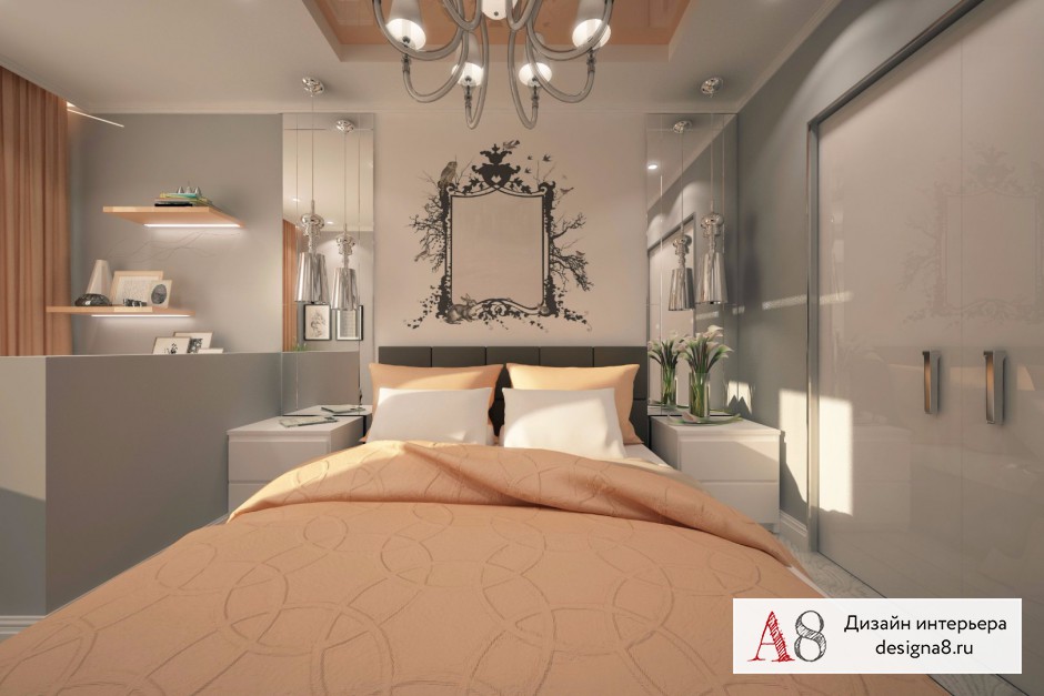 Дизайн интерьера спальни в двухкомнатной квартире на улице Шаумяна (вариант 1) – 06