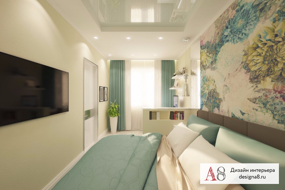 Дизайн интерьера спальни в двухкомнатной квартире на улице Шаумяна (вариант 2) – 02