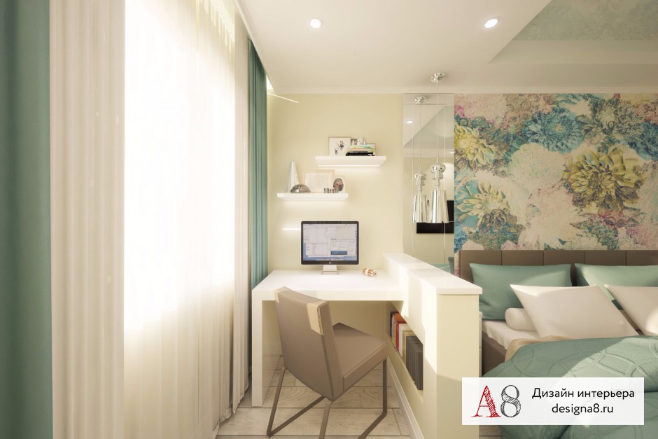 Дизайн интерьера спальни в двухкомнатной квартире на улице Шаумяна (вариант 2) – 04