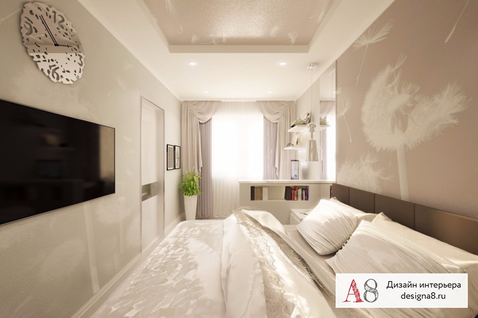 Дизайн интерьера спальни в двухкомнатной квартире на улице Шаумяна (вариант 3) – 02