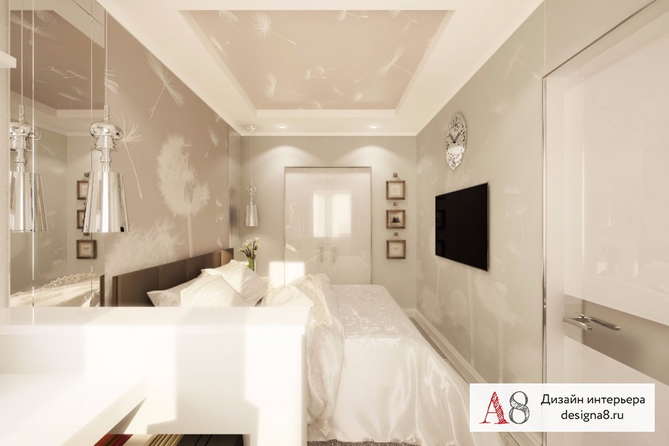 Дизайн интерьера спальни в двухкомнатной квартире на улице Шаумяна (вариант 3) – 03