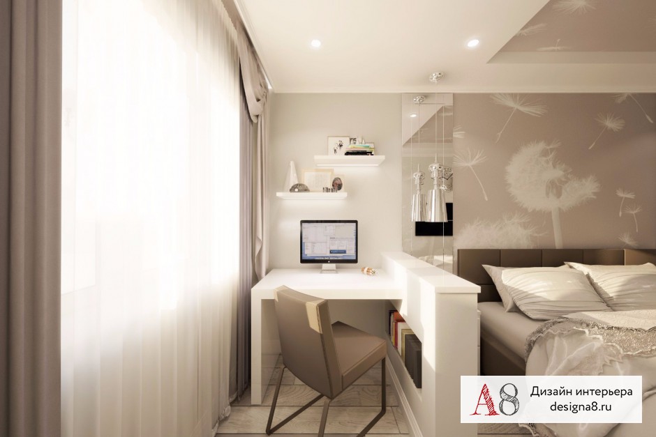 Дизайн интерьера спальни в двухкомнатной квартире на улице Шаумяна (вариант 3) – 04