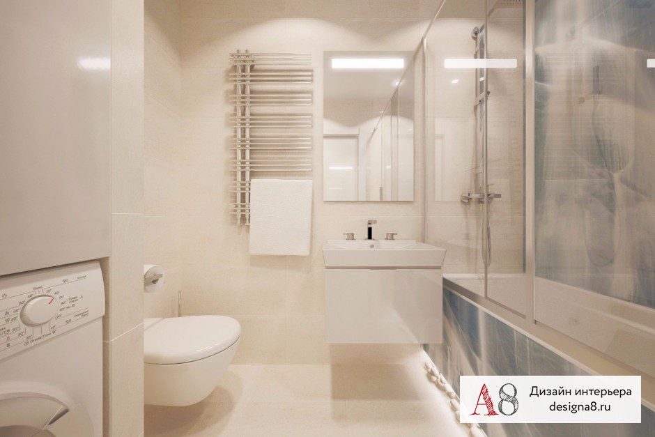 Дизайн интерьера ванной в двухкомнатной квартире на улице Шаумяна (вариант 3) – 01