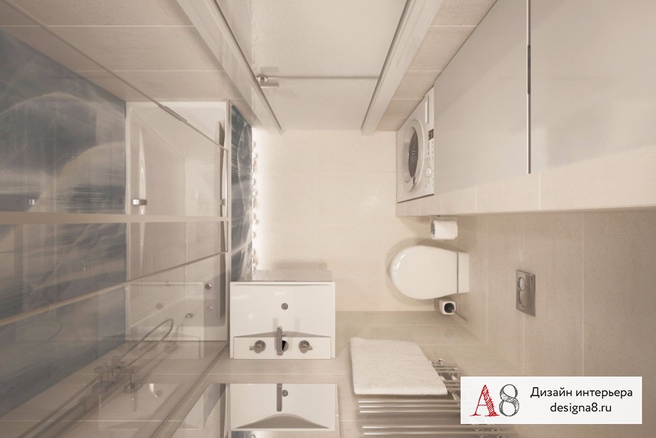 Дизайн интерьера ванной в двухкомнатной квартире на улице Шаумяна (вариант 3) – 02