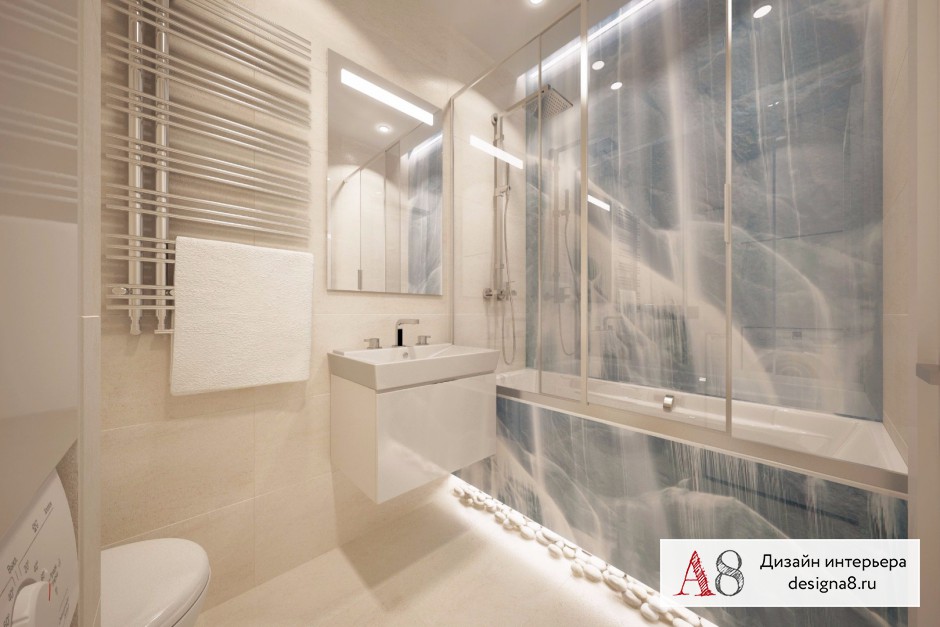 Дизайн интерьера ванной в двухкомнатной квартире на улице Шаумяна (вариант 3) – 05