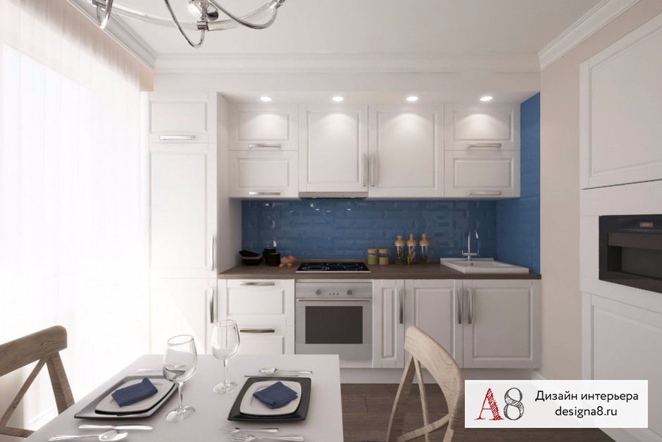 Дизайн интерьера кухни в однокомнатной квартире на Парнасе – 03