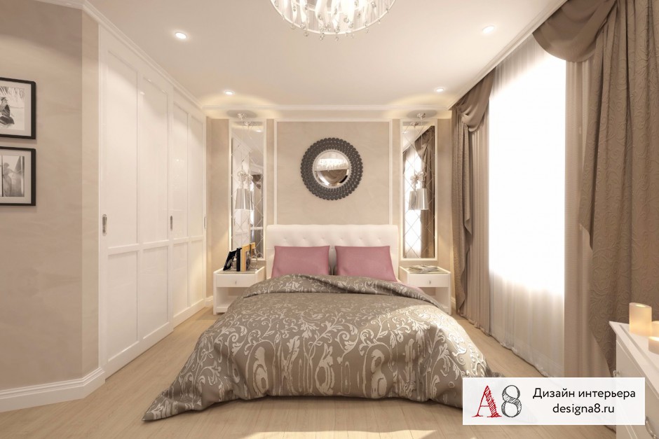 Дизайн интерьера спальни в однокомнатной квартире на Парнасе – 06