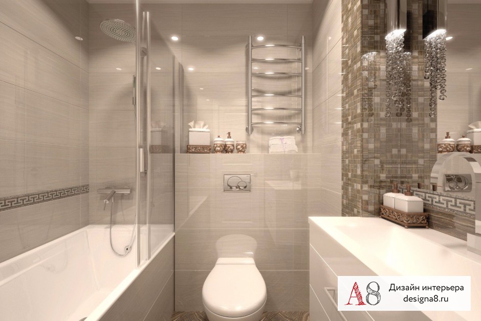 Дизайн интерьера ванной в однокомнатной квартире на Парнасе – 03