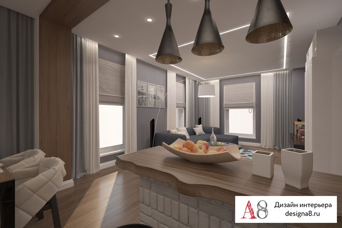 Дизайн 3-комнатной квартиры 75 кв. м в Санкт-Петербурге — дизайнер трёхкомнатной квартиры от студии «А8»